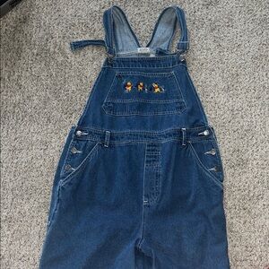Short Denim Overalls with POOH Detail